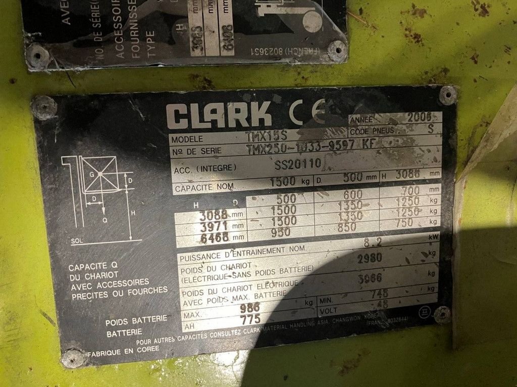 Frontstapler tip Clark TMX15S, Gebrauchtmaschine in Antwerpen (Poză 9)