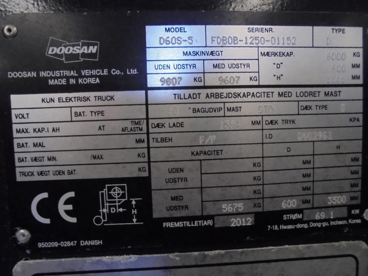 Frontstapler типа Doosan D60S-5, Gebrauchtmaschine в Ribe (Фотография 18)