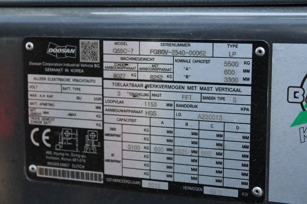 Frontstapler za tip Doosan G 55 C-7, Gebrauchtmaschine u Rucphen (Slika 5)