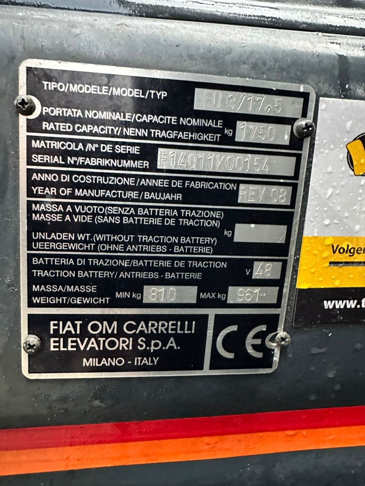 Frontstapler типа Fiat EU3/17.5, Gebrauchtmaschine в Linde (dr) (Фотография 3)