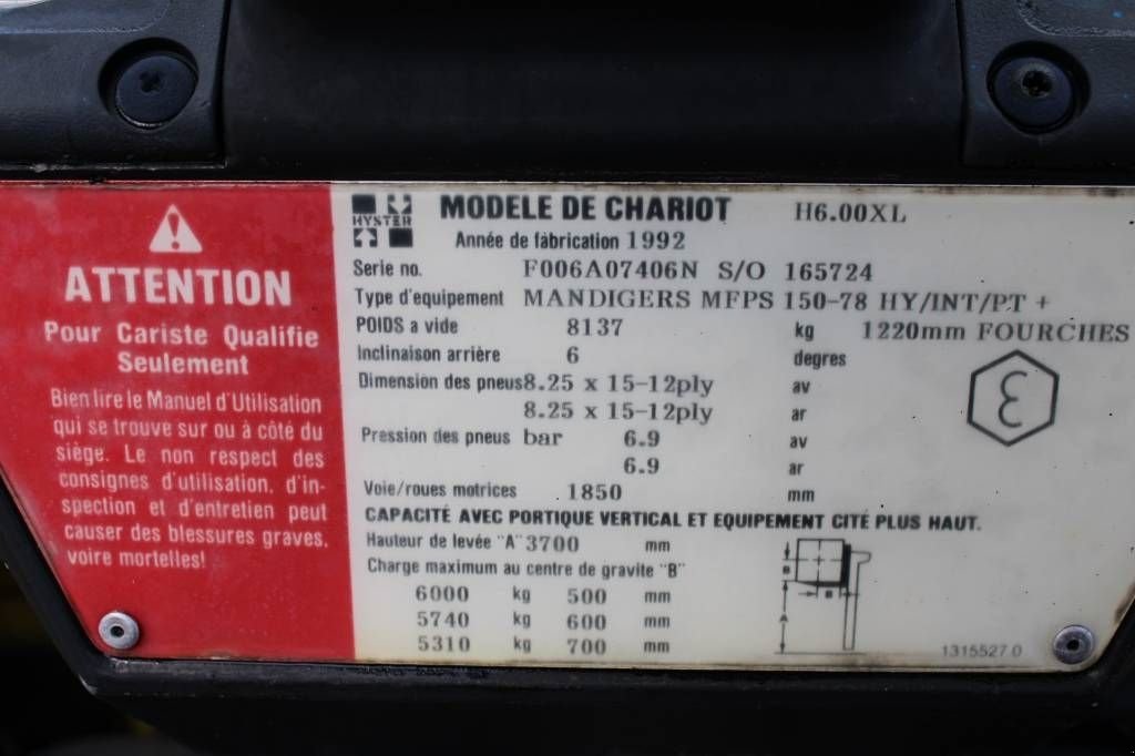 Frontstapler typu Hyster H 6.00 XL, Gebrauchtmaschine w Rucphen (Zdjęcie 5)