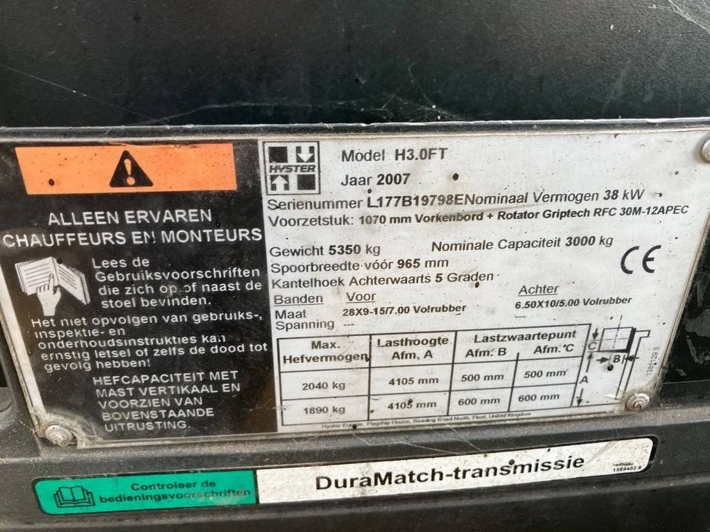 Frontstapler van het type Hyster H3.0FT, Gebrauchtmaschine in Antwerpen (Foto 11)