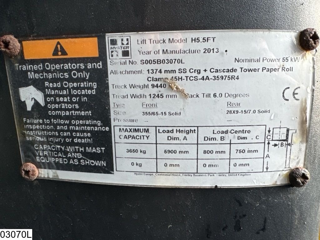 Frontstapler des Typs Hyster H5.5FT 5500 KG, H 5.82 mtr, 55 KW, Gebrauchtmaschine in Ede (Bild 8)