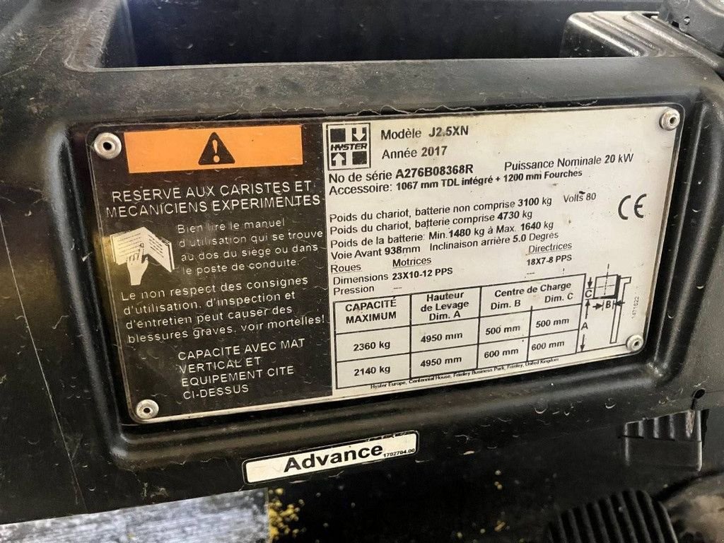 Frontstapler Türe ait Hyster J2.5XN, Gebrauchtmaschine içinde Antwerpen (resim 11)