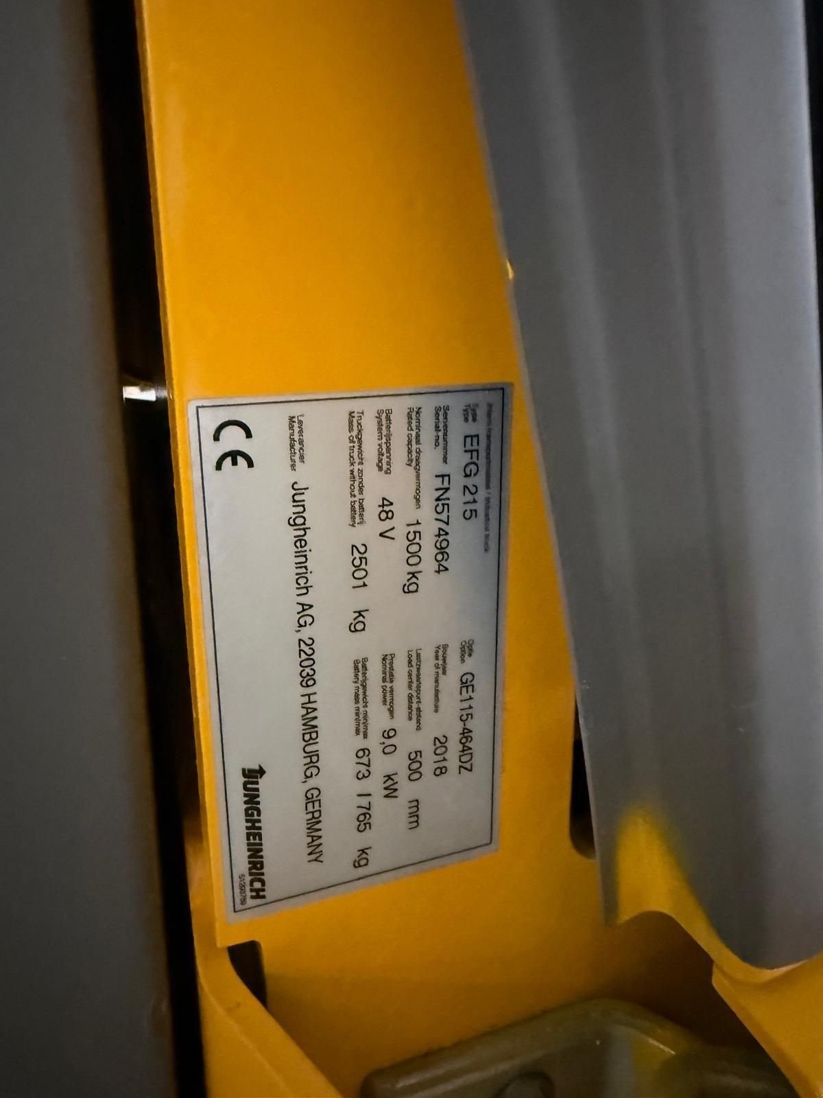 Frontstapler типа Jungheinrich EFG 215 BJ, Gebrauchtmaschine в Vianen (Фотография 5)