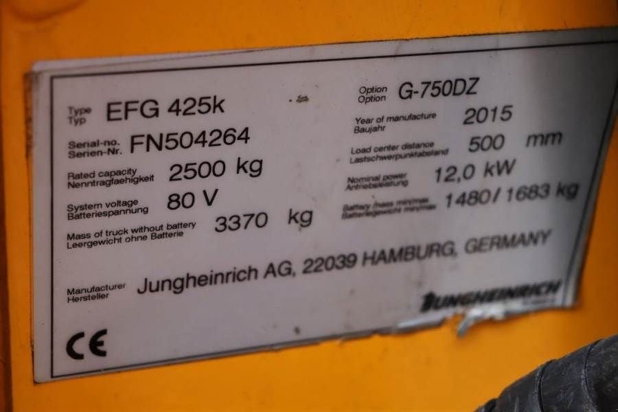 Frontstapler a típus Jungheinrich EFG425K Valid inspection, *Guarantee! Electric, Li, Gebrauchtmaschine ekkor: Groenlo (Kép 7)