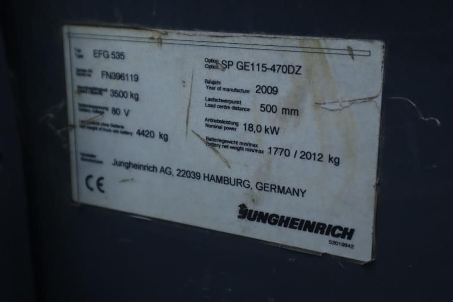 Frontstapler des Typs Jungheinrich EFG535 Electric, Lifting Height 4700mm, Freelift 1, Gebrauchtmaschine in Groenlo (Bild 7)