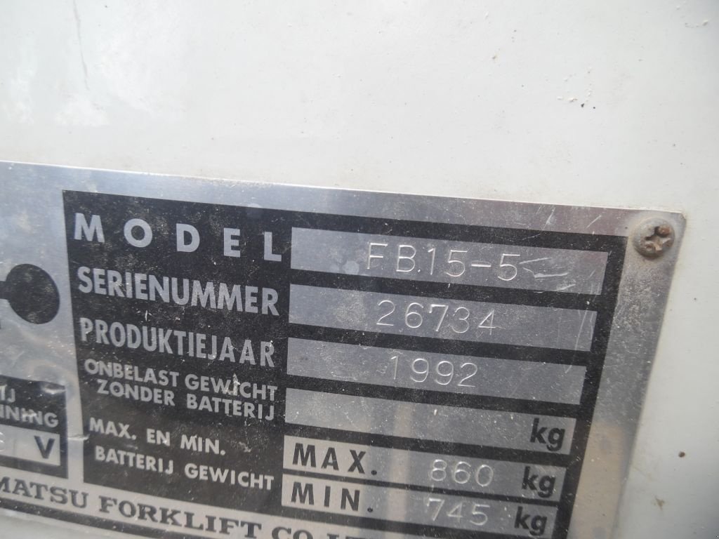 Frontstapler типа Komatsu FB 15-5 FB 15-5, Gebrauchtmaschine в Sneek (Фотография 9)