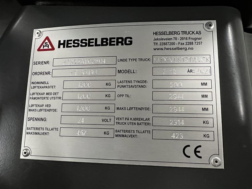 Frontstapler typu Linde E12 Evo # KUN 46 timer, Gebrauchtmaschine v Ølen (Obrázek 17)