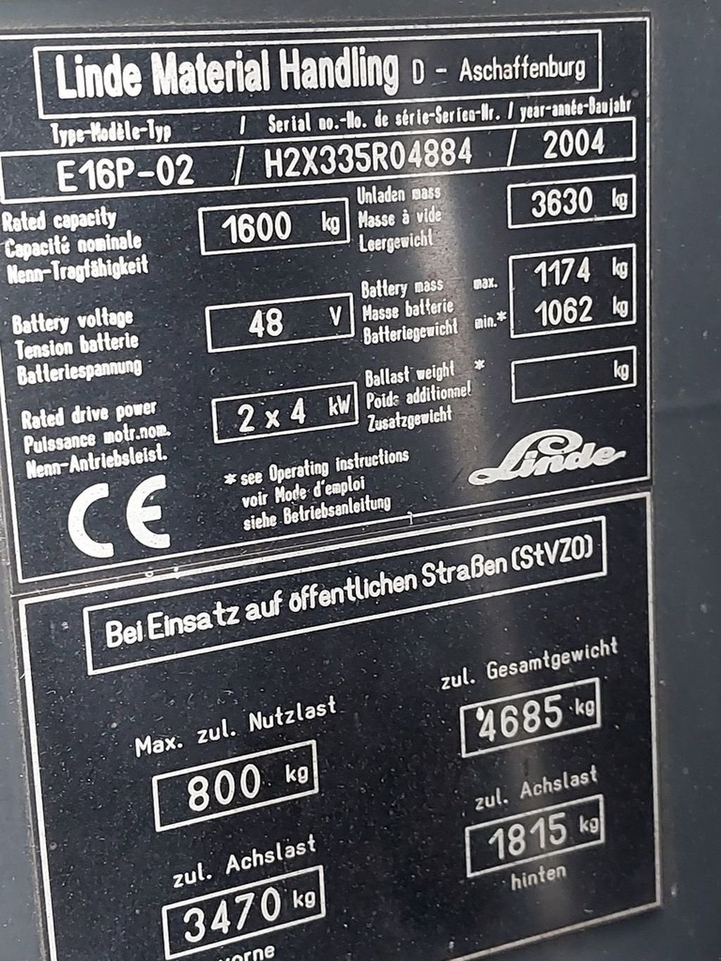 Frontstapler Türe ait Linde E16, Gebrauchtmaschine içinde Swifterbant (resim 11)