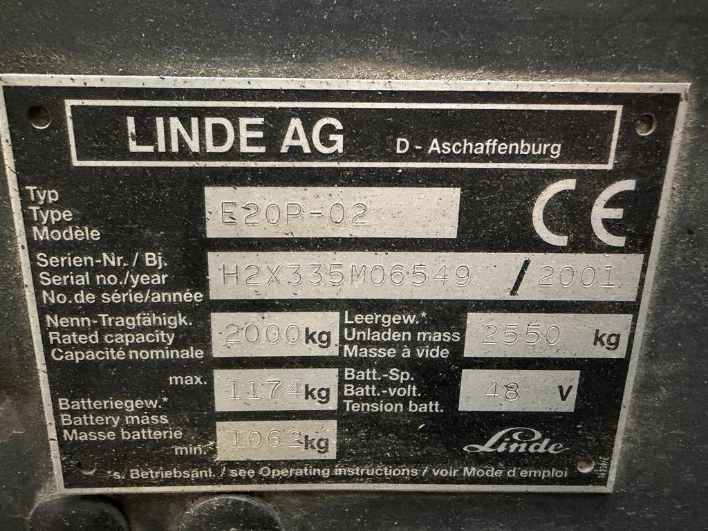 Frontstapler типа Linde E20P-02, Gebrauchtmaschine в 's-Heer Arendskerke (Фотография 7)