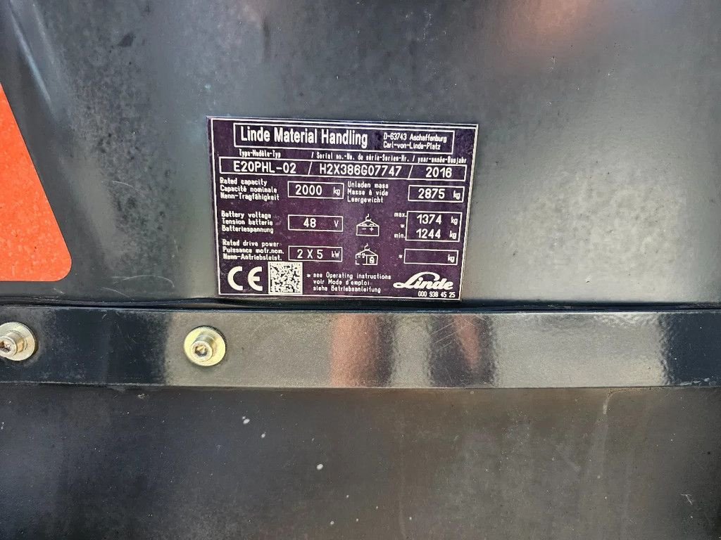 Frontstapler des Typs Linde E20phl-02 e 20 2016 triplo heftruck full option, Gebrauchtmaschine in Scherpenzeel (Bild 2)