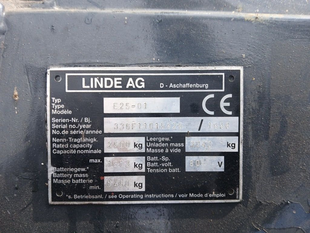 Frontstapler Türe ait Linde E25-01, Gebrauchtmaschine içinde Swifterbant (resim 11)