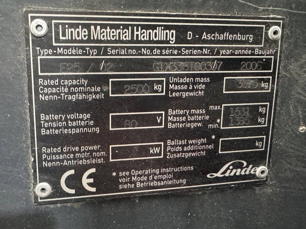 Frontstapler Türe ait Linde E25-02, Gebrauchtmaschine içinde Antwerpen (resim 10)
