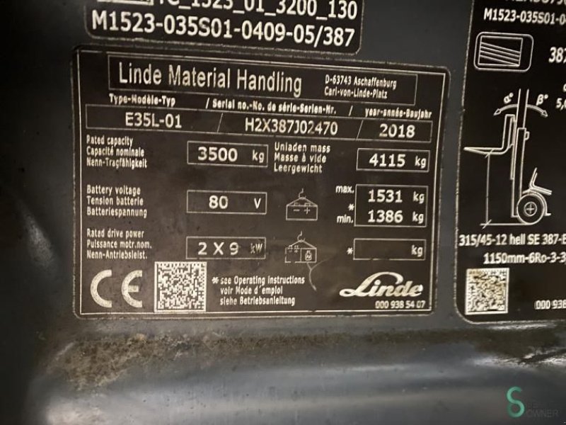 Frontstapler typu Linde E35L, Gebrauchtmaschine v Wijchen (Obrázek 9)