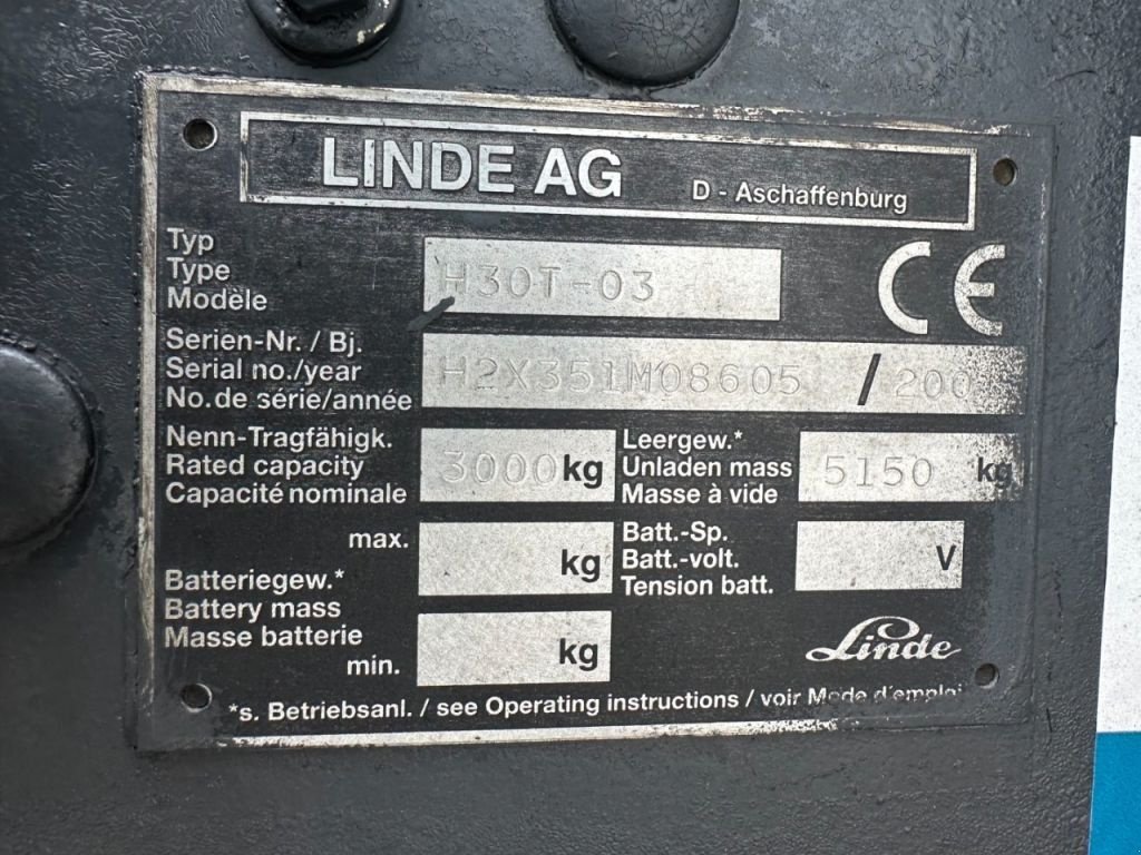 Frontstapler типа Linde H30T-03 LPG 3 ton Duplex Sideshift Heftruck, Gebrauchtmaschine в VEEN (Фотография 5)