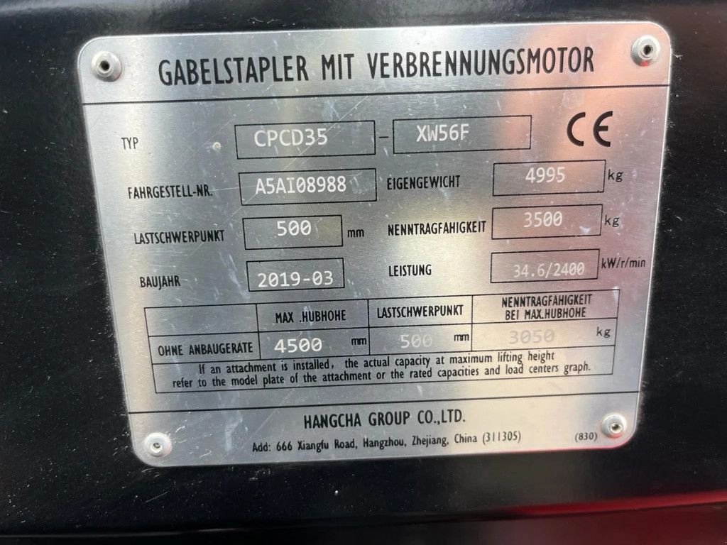Frontstapler типа Sonstige Hangcha 35 CPCD35 - XW56F, Gebrauchtmaschine в Wevelgem (Фотография 10)