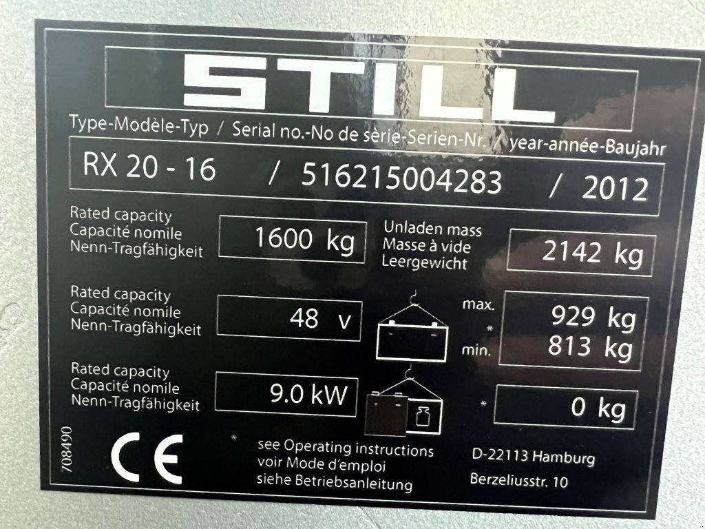 Frontstapler типа Still RX 20 - 16 1.6 ton Duplex Sideshift Elektra Heftruck, Gebrauchtmaschine в VEEN (Фотография 7)