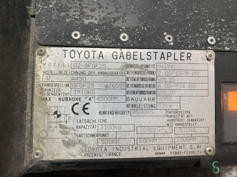 Frontstapler of the type Toyota 02-8 FGF 25, Gebrauchtmaschine in Wijchen (Picture 9)