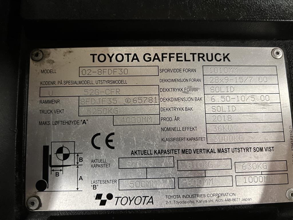 Frontstapler des Typs Toyota 02-8FDF30 ROTATOR, Gebrauchtmaschine in Ølen (Bild 13)