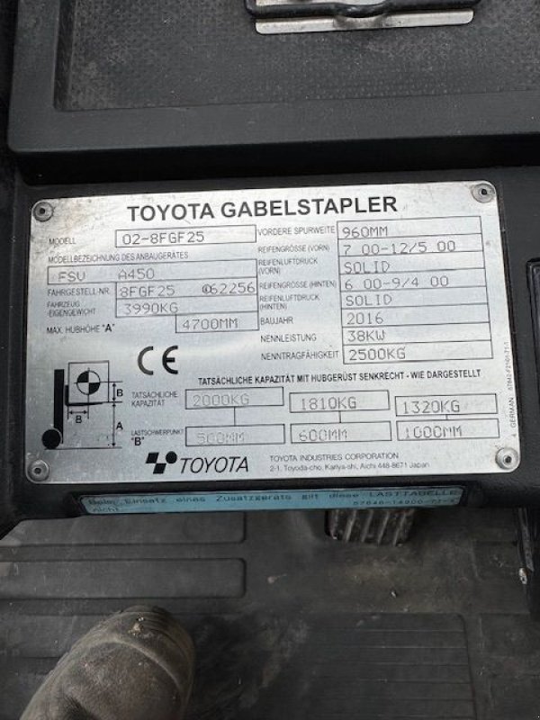 Frontstapler typu Toyota 02-8FGF25, Gebrauchtmaschine v Oldenzaal (Obrázek 11)