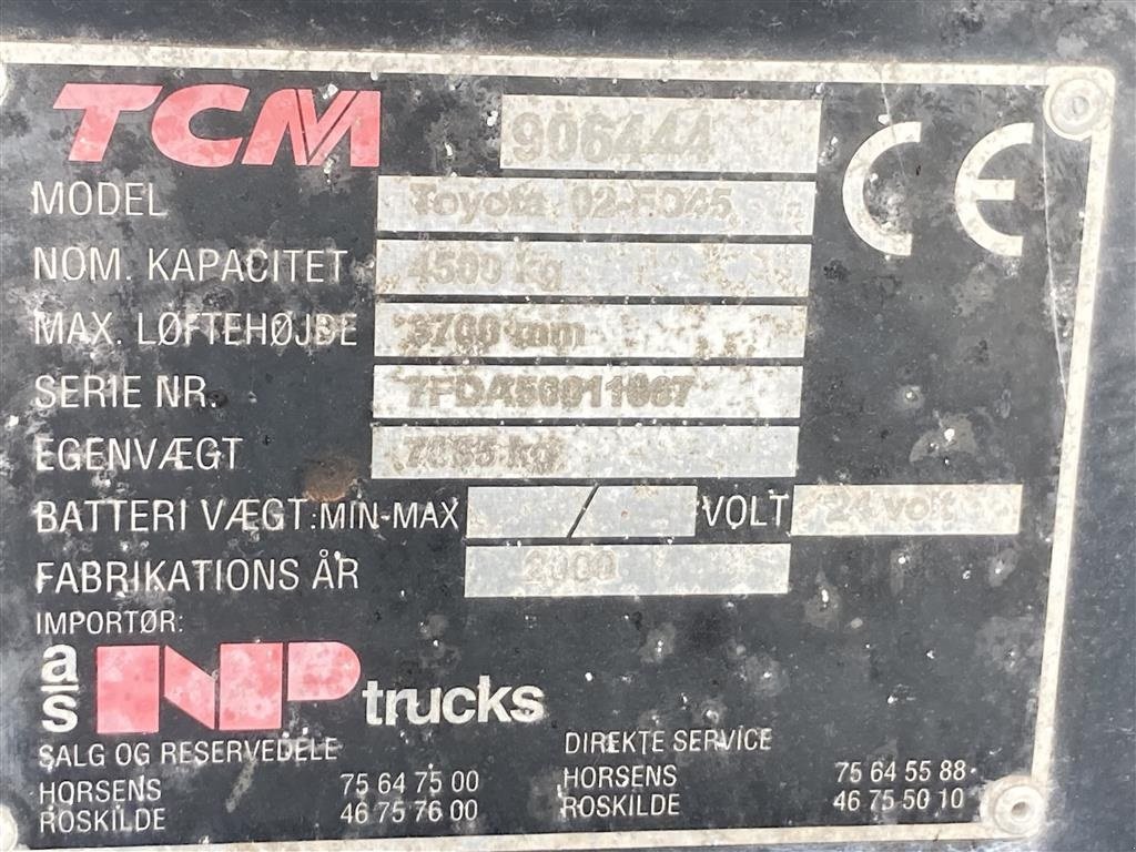 Frontstapler typu Toyota 02-F045 Hydraulisk sideskift og justerbare gafler, Gebrauchtmaschine v Roslev (Obrázek 17)