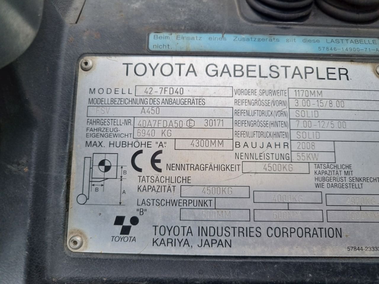 Frontstapler des Typs Toyota 42-7FD40, Gebrauchtmaschine in Lunteren (Bild 9)