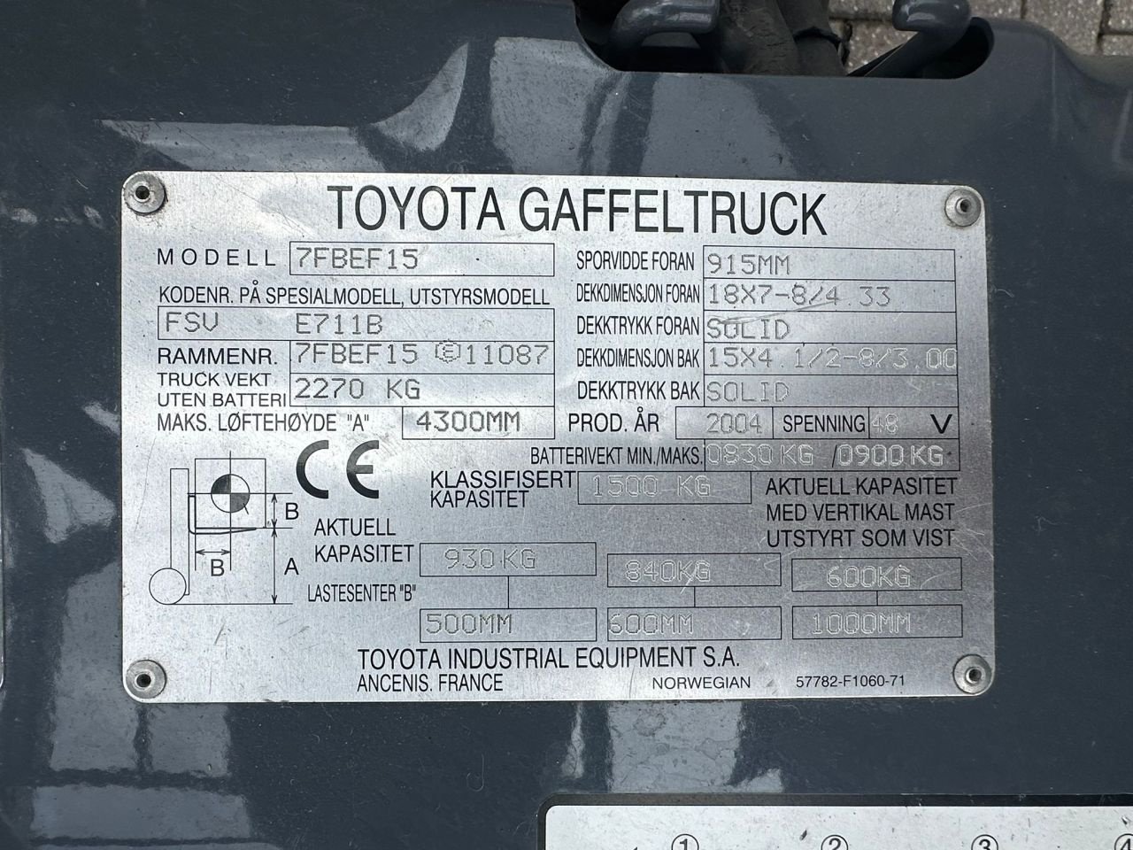 Frontstapler типа Toyota 5FBEF15, Gebrauchtmaschine в Budel-Schoot (Фотография 11)