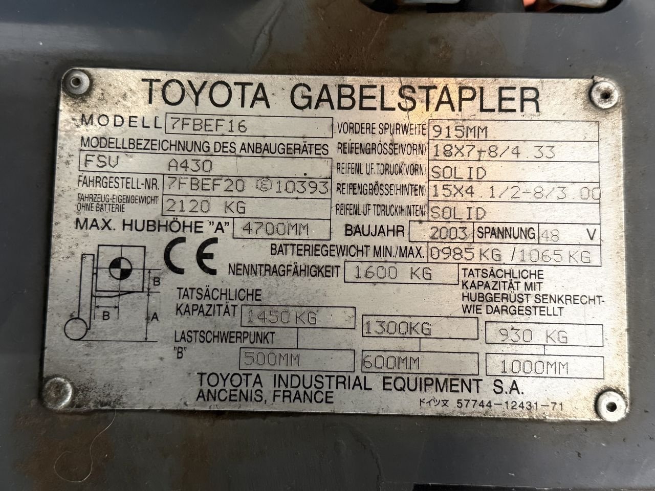 Frontstapler za tip Toyota 7FBEF16, Gebrauchtmaschine u Winterswijk (Slika 10)