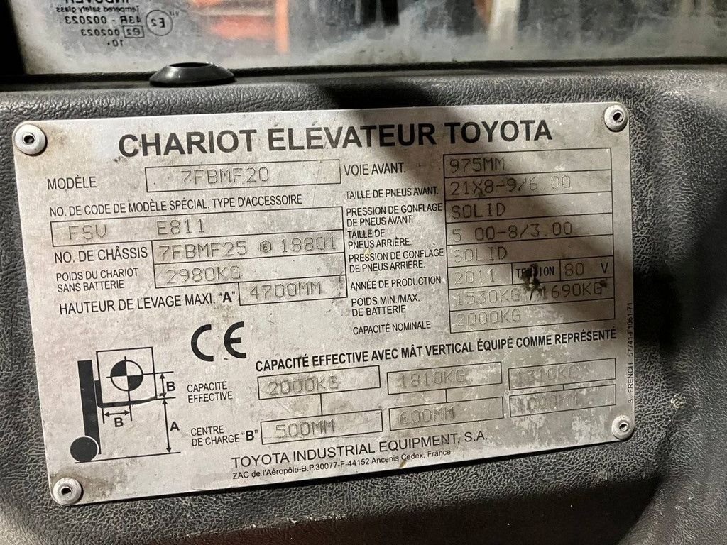 Frontstapler del tipo Toyota 7FBMF20, Gebrauchtmaschine In Antwerpen (Immagine 11)