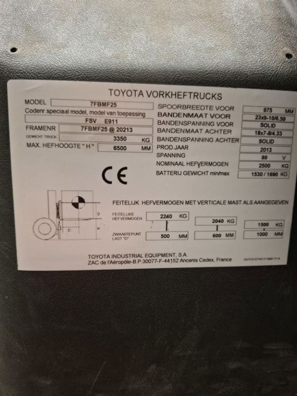 Frontstapler typu Toyota 7FBMF25, Gebrauchtmaschine w Barneveld (Zdjęcie 7)