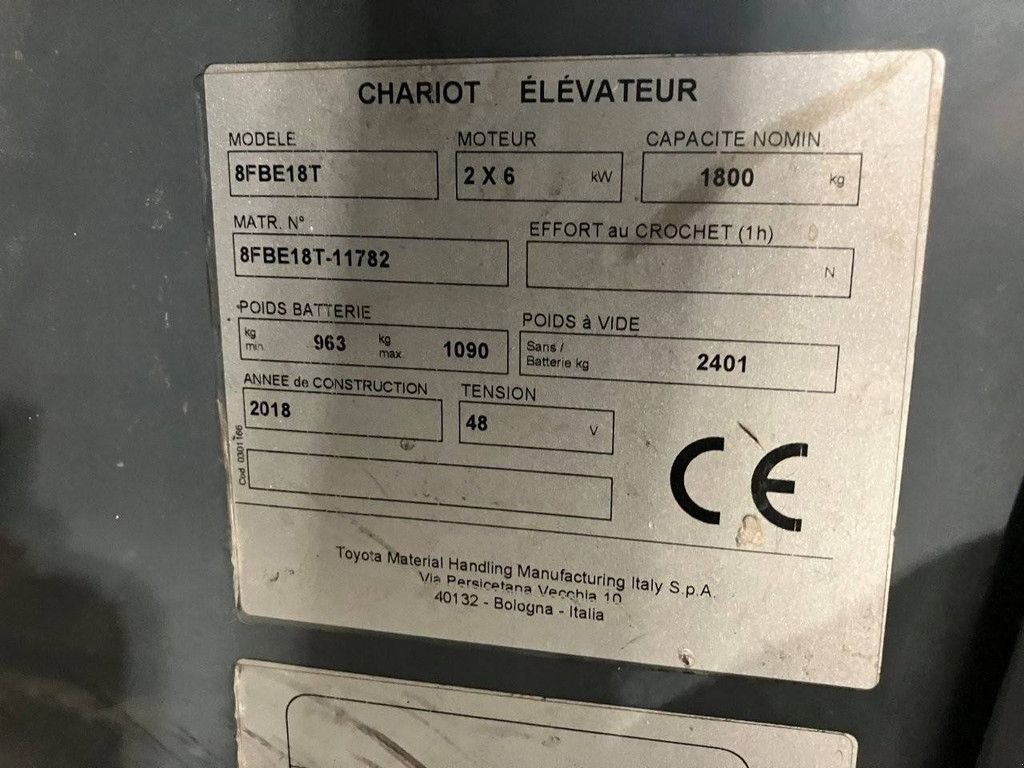 Frontstapler typu Toyota 8FBE18T, Gebrauchtmaschine v Antwerpen (Obrázek 11)