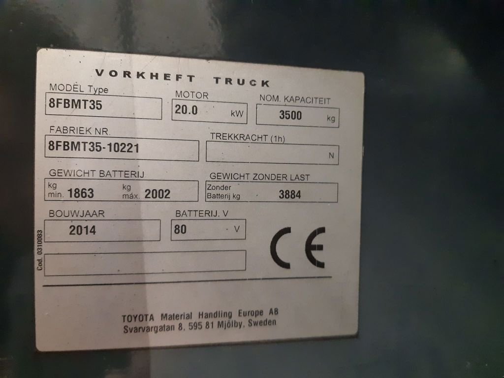 Frontstapler des Typs Toyota 8FBMT35 (batterij 2023), Neumaschine in Barneveld (Bild 4)