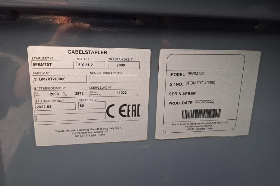 Frontstapler of the type Toyota 9FBM70T Electric, 7 Tons Capacity, Lift Height 4.7, Gebrauchtmaschine in Groenlo (Picture 7)