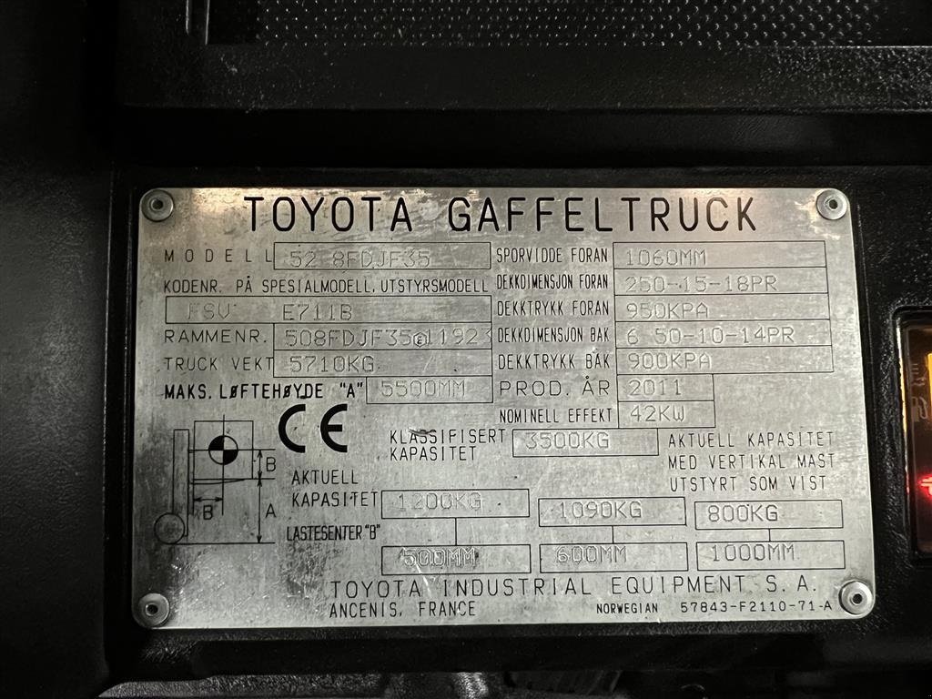 Frontstapler des Typs Toyota TOYOTA 35 GAFFEL TRUCK Løftehøyde 5,5 meter, Gebrauchtmaschine in Ølen (Bild 15)