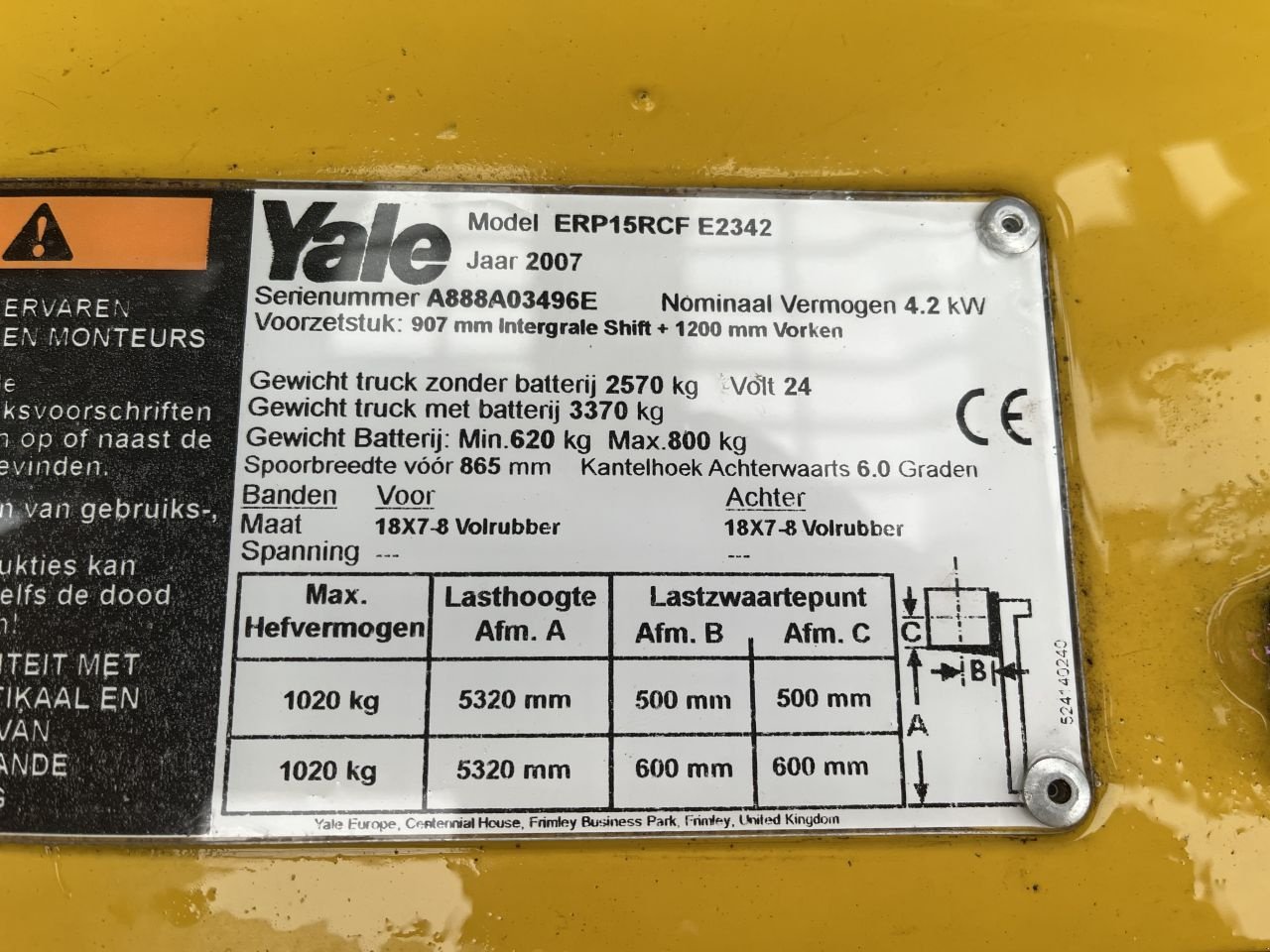 Frontstapler typu Yale ERP 15 RCF E2342, Gebrauchtmaschine v Etten Leur (Obrázek 8)