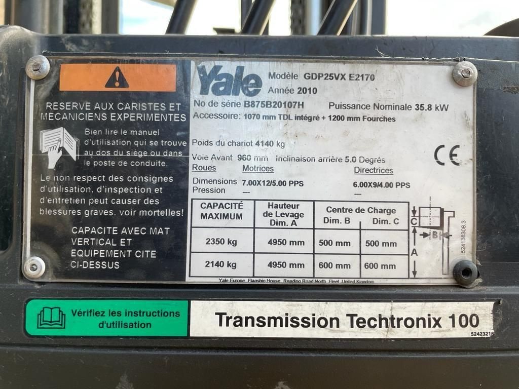 Frontstapler des Typs Yale GDP25VS 2.5 ton Triplex Freelift Sideshift Diesel Heftruck, Gebrauchtmaschine in VEEN (Bild 5)