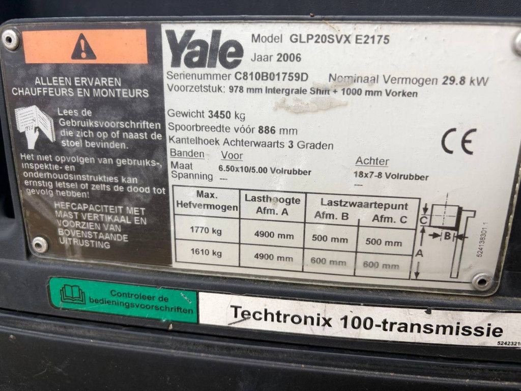 Frontstapler типа Yale GLP20SVX, Gebrauchtmaschine в Antwerpen (Фотография 11)
