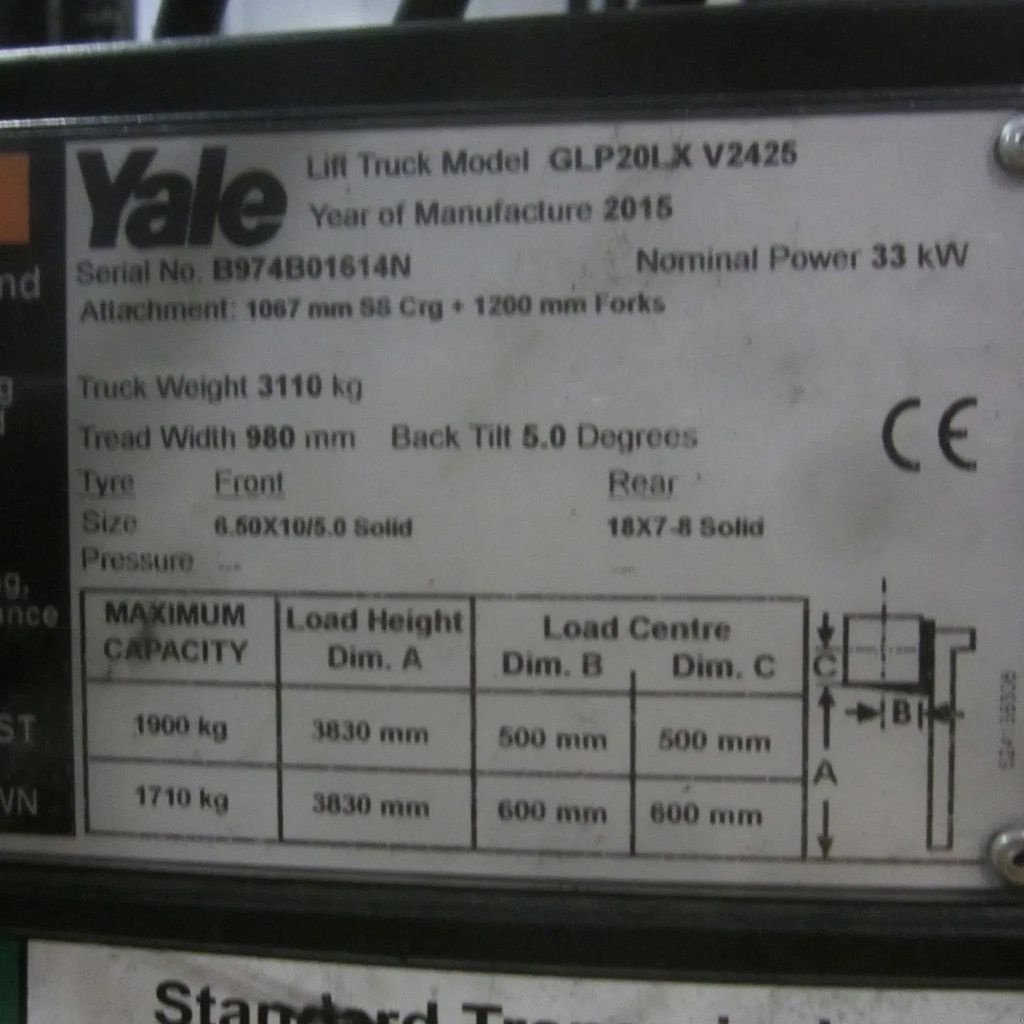 Frontstapler del tipo Yale Heftruck GLP20LX, LPG, duplo, side shift., Gebrauchtmaschine en Tubbergen (Imagen 8)