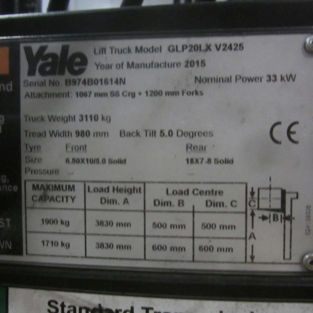 Frontstapler del tipo Yale Heftruck GLP20LX, LPG, duplo, side shift., Gebrauchtmaschine en Tubbergen (Imagen 8)