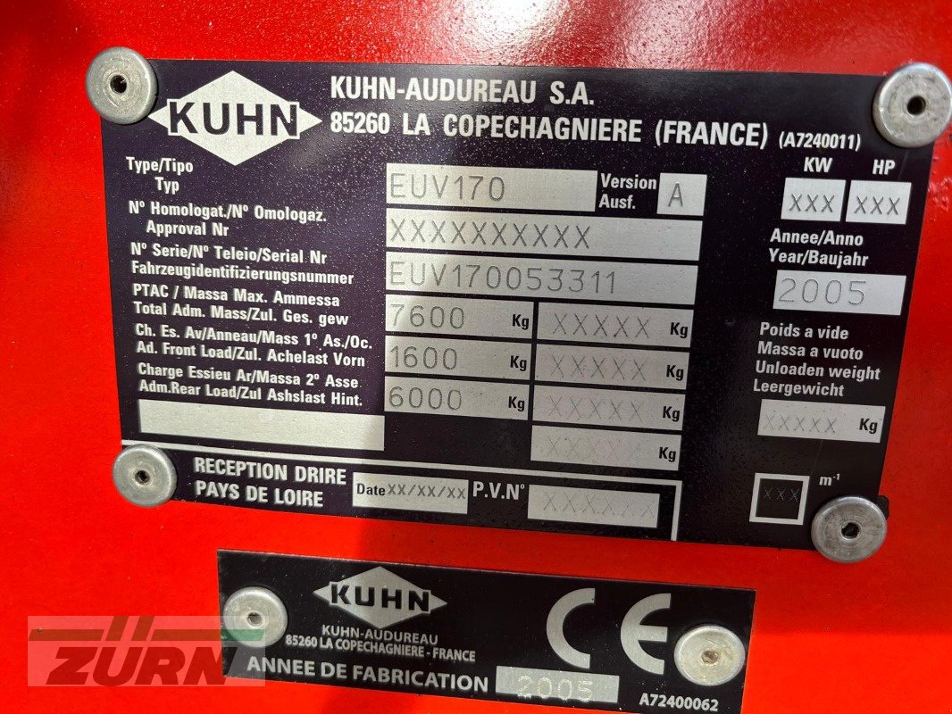 Futtermischwagen tipa Kuhn Euromix EUV170, Gebrauchtmaschine u Holzgünz - Schwaighausen (Slika 21)