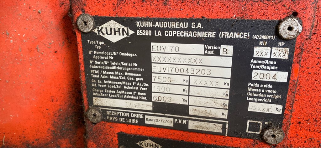 Futtermischwagen Türe ait Kuhn EUV170, Gebrauchtmaschine içinde Calmont (resim 11)