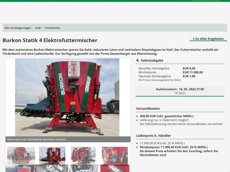 Futtermischwagen des Typs Sonstige Versteigerung Burkon Statik 4 Elektromischer, Neumaschine in Eberschwang