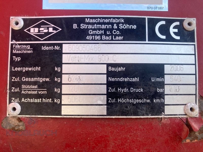 Futtermischwagen typu Strautmann VM 900 C, Gebrauchtmaschine w Ravensburg (Zdjęcie 6)
