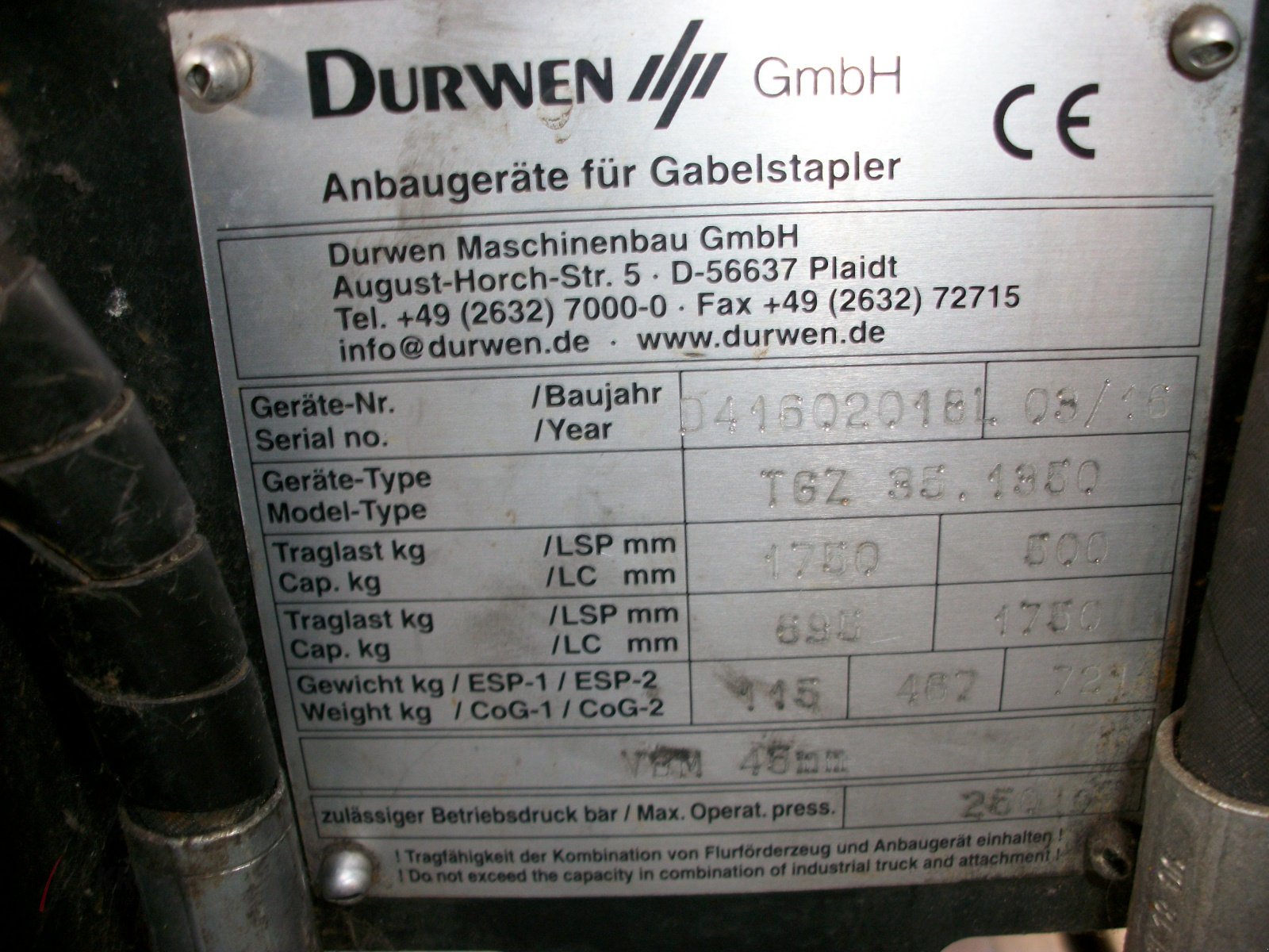 Gabelstapler des Typs Durwen hydr. Teleskopgabelzinken TGZ 35.1350 ISO III, Gebrauchtmaschine in Fürstenau (Bild 5)