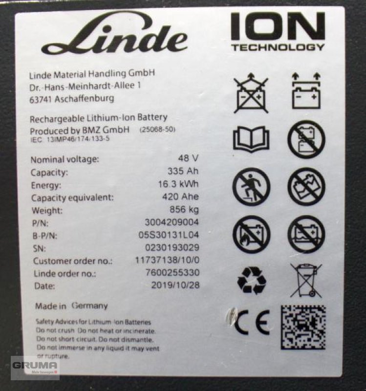 Gabelstapler типа Linde E 16 ION EVO 386-02, Gebrauchtmaschine в Friedberg-Derching (Фотография 6)