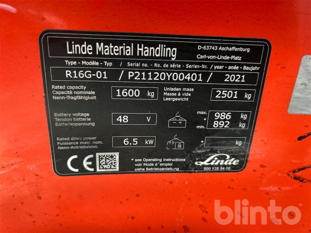 Gabelstapler типа Linde R16G-01, Gebrauchtmaschine в Düsseldorf (Фотография 5)