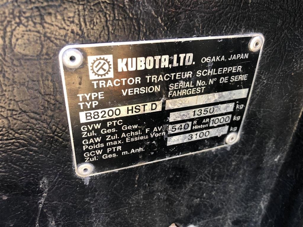 Geräteträger типа Kubota B8200 HST 4wd med græsdæk, Gebrauchtmaschine в Haslev (Фотография 5)