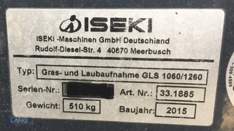 Gras- & Laubsammelcontainer του τύπου Iseki GLS 1060 H, Gebrauchtmaschine σε Rottenburg (Φωτογραφία 4)