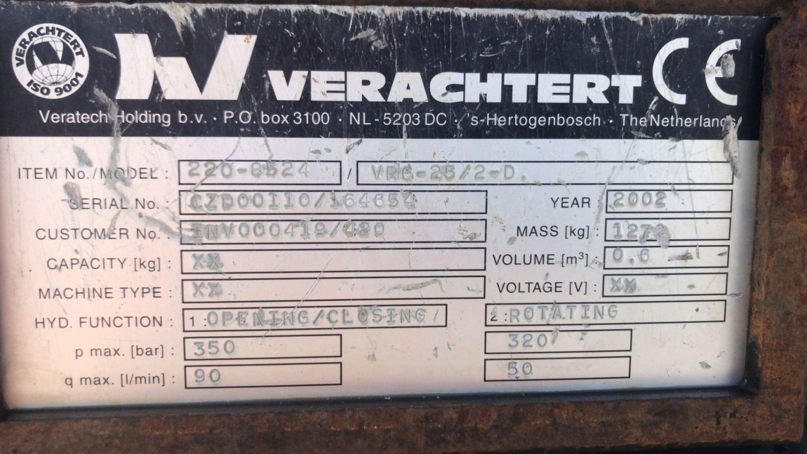 Greifer типа Verachtert VRG 25, Gebrauchtmaschine в Hoek (Фотография 7)